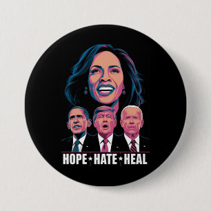 Hope Hate Heal Rise Kamala 2024 3 Inch Round Button