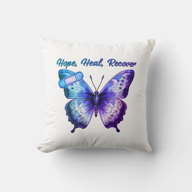 Hope, Heal, Recover Throw Pillow (Front)