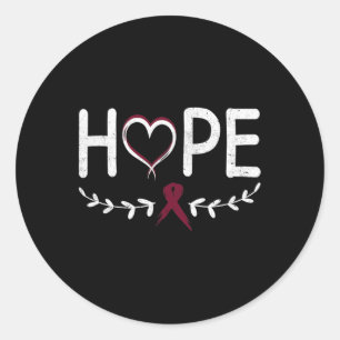 Hope Heart Burgundy Ribbon Brain Aneurysm Classic Round Sticker