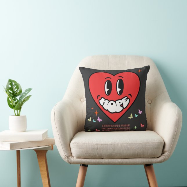 Hope Heart | Positive Message | Self Love Throw Pillow (Chair)