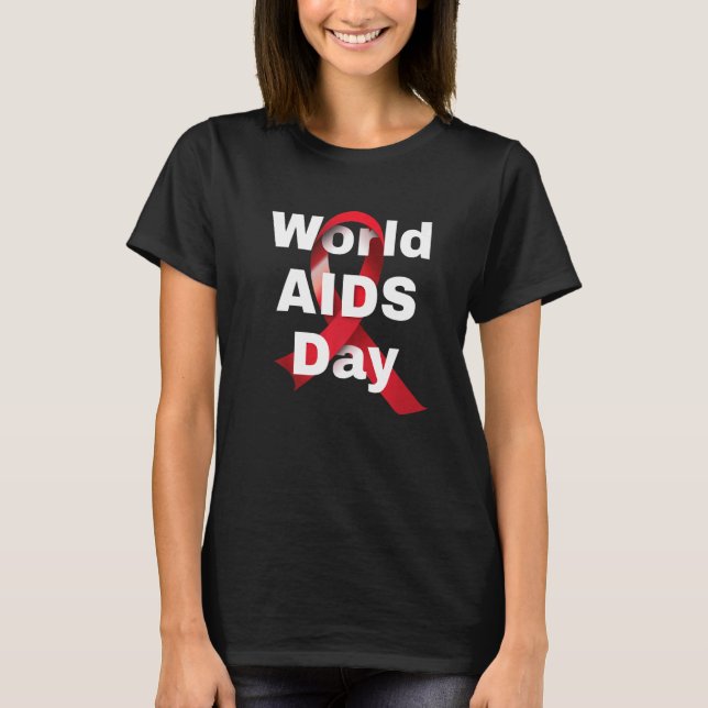 Hope HIV Red Ribbon Aids Awareness World Aids Day  T-Shirt (Front)