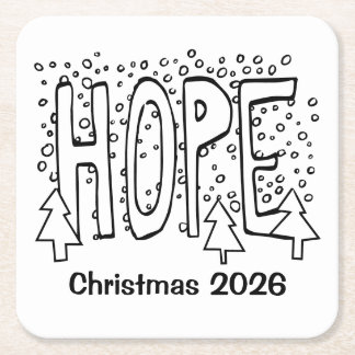 Hope Holiday Personalized Square Paper Coaster