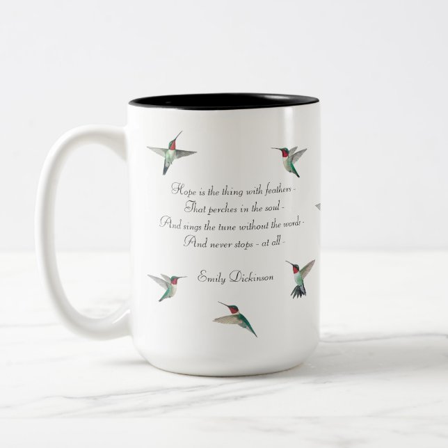 Hope Hummingbird Two-Tone Coffee Mug (Left)