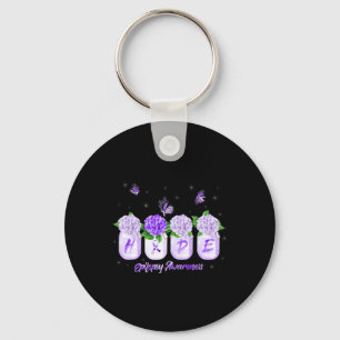 Hope Hydrangea Flower Butterfly Epilepsy Awareness Keychain