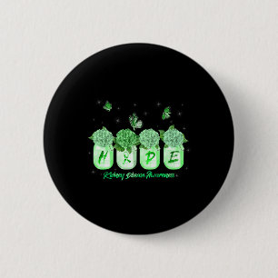 Hope Hydrangea Flower Butterfly Kidney Disease Awa 2 Inch Round Button