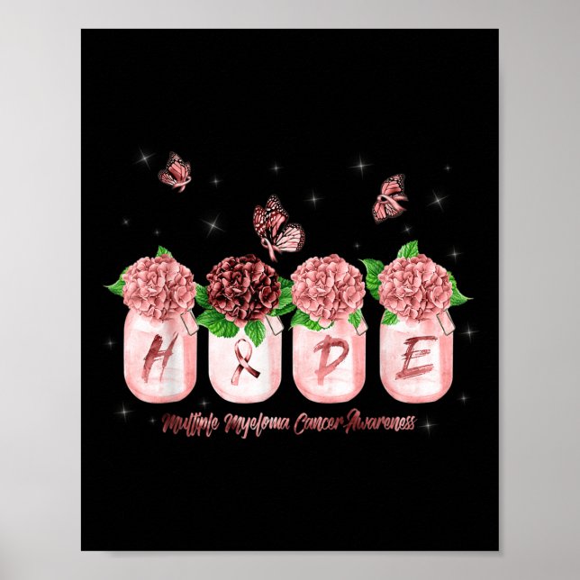 Hope Hydrangea Flower Butterfly Multiple Myeloma C Poster (Front)