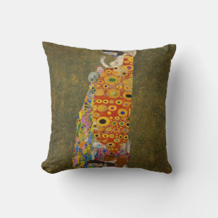 Hope II by Gustav Klimt, Vintage Art Nouveau Throw Pillow