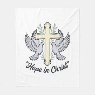 Hope in Christ Dove Cross Vintage Christian Design Fleece Blanket