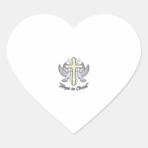 Hope in Christ Dove Cross Vintage Christian Design Heart Sticker