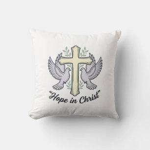 Hope in Christ Dove Cross Vintage Christian Design Throw Pillow