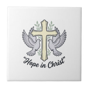 Hope in Christ Dove Cross Vintage Christian Design Tile