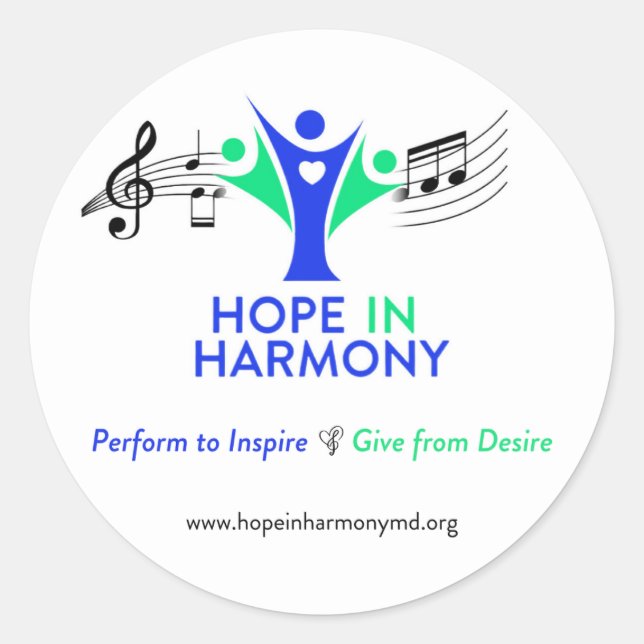 Hope in Harmony Round Sticker (Front)