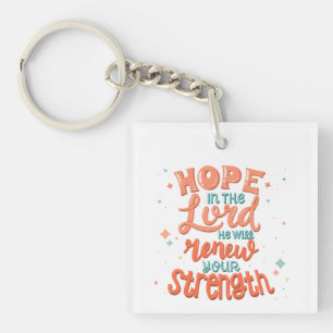 Hope in The Lord Bible Verse Canvas Keychain