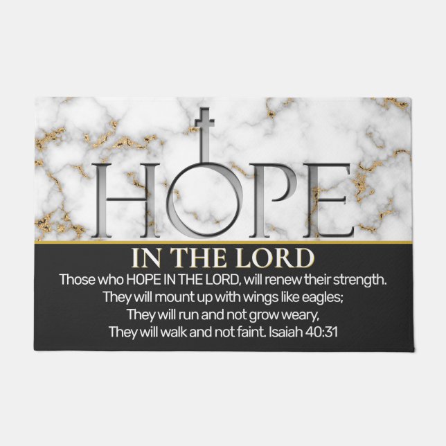 Hope in the Lord Scripture Verse Isaiah 40:31 Doormat (Front)