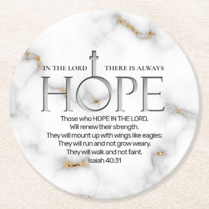 Hope in the Lord Scripture Verse Isaiah 40:31 Round Paper Coaster