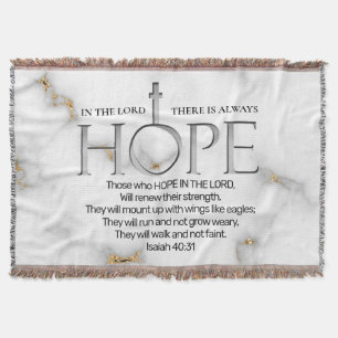 Hope in the Lord Scripture Verse Isaiah 40:31 Throw Blanket