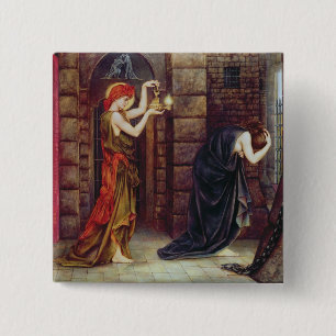 Hope in the Prison of Despair (oil on canvas) 2 Inch Square Button
