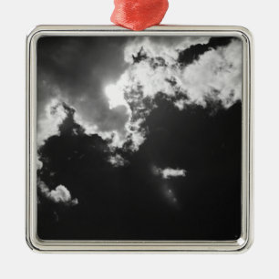 Hope in the silver lining of the clouds. metal ornament