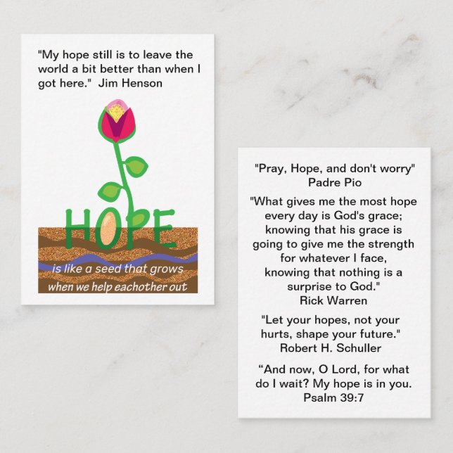 Hope inspirational quotes  business card (Front/Back)