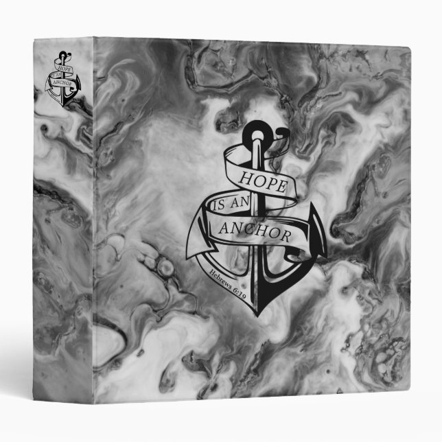 Hope is Anchor Art Black & White Shadows Marble Binder (Front/Spine)