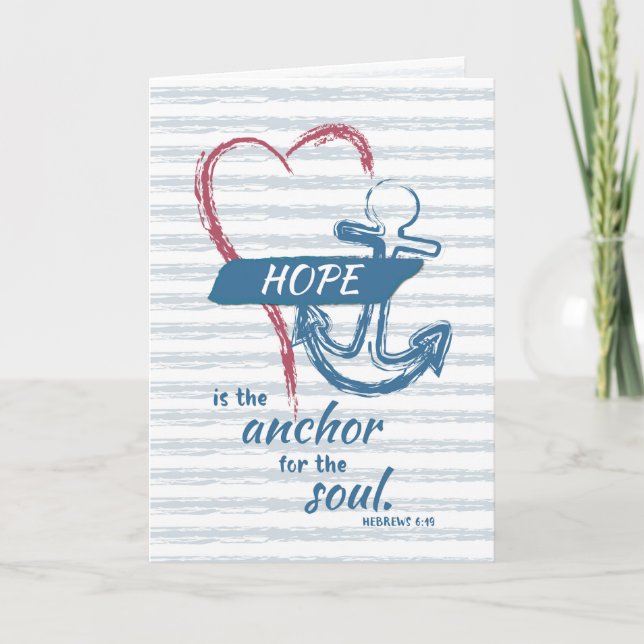 Hope is Anchor with Heart, Religious Encouragement Card (Front)