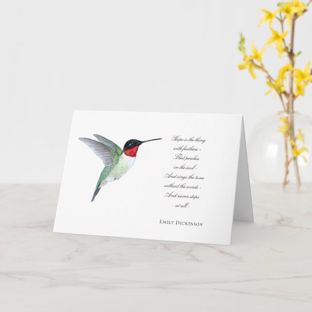 "Hope is" Hummingbird Card (Yellow Flower)