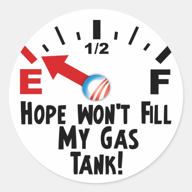 Hope is on Empty - Anti Barack Obama Classic Round Sticker (Front)