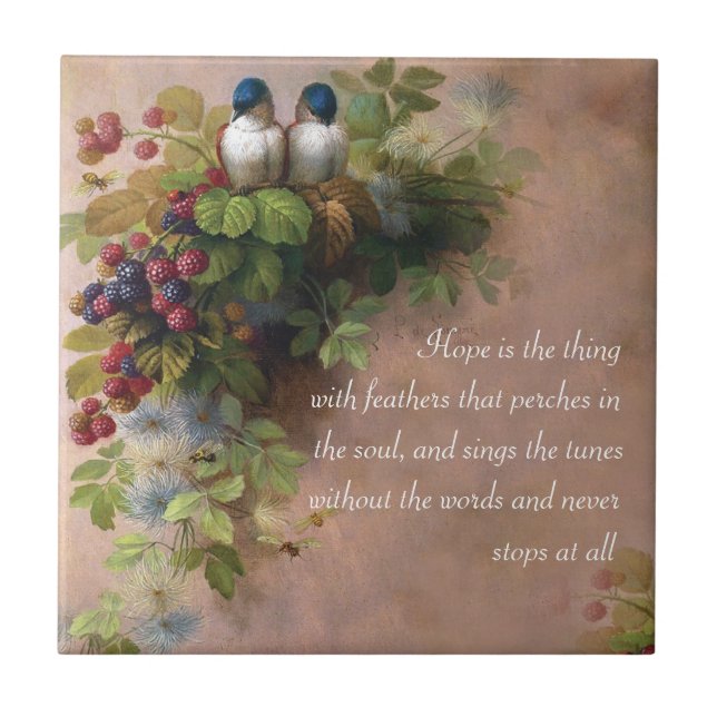 Hope is the thing with feathers artistic tile (Front)