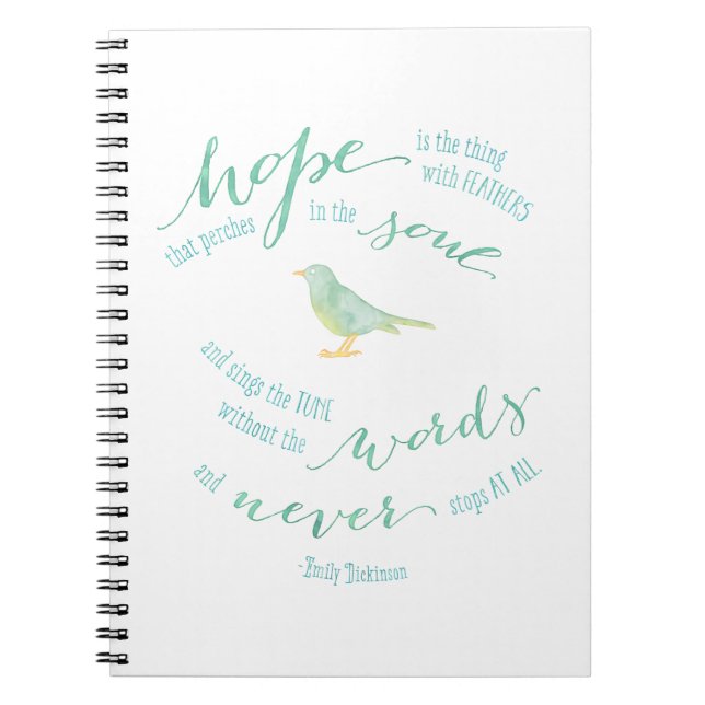Hope is the thing with feathers quote notebook (Front)