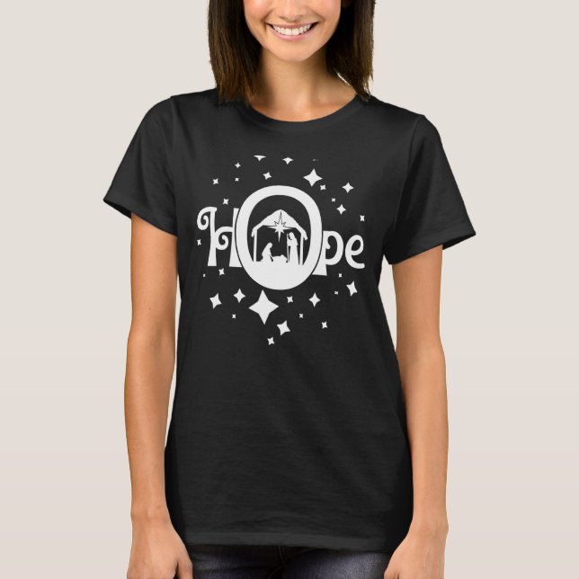 Hope Jesus Christ Nativity Scene Merry Christmas C T-Shirt (Front)