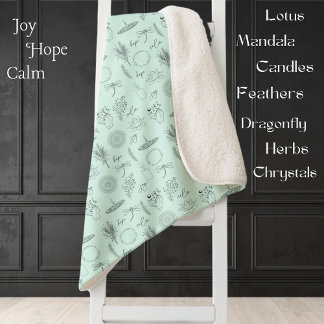 Hope, Joy, Healing, Renewal, Calm Symbols Sherpa Blanket