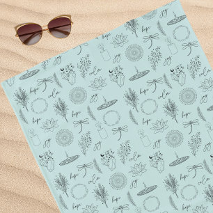 Hope, Joy, Healing, Serenity Symbols Beach Towel