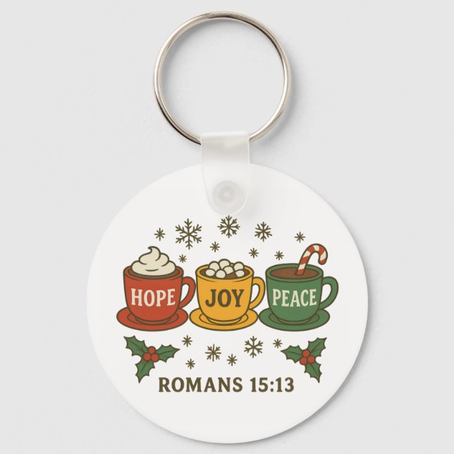 Hope joy Peace and Cocoa Keychain (Front)