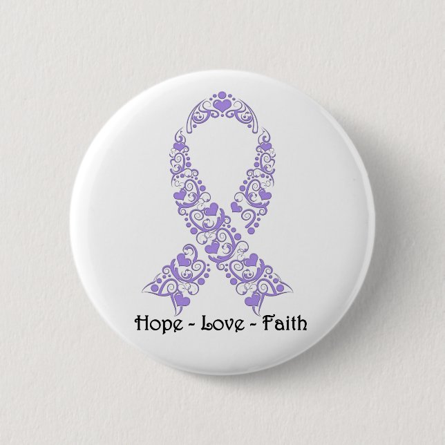 Hope Lavender Awareness Ribbon 2 Inch Round Button (Front)