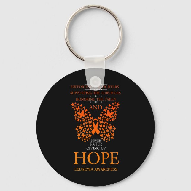 Hope Leukaemia Awareness Orange Ribbon  Keychain (Front)