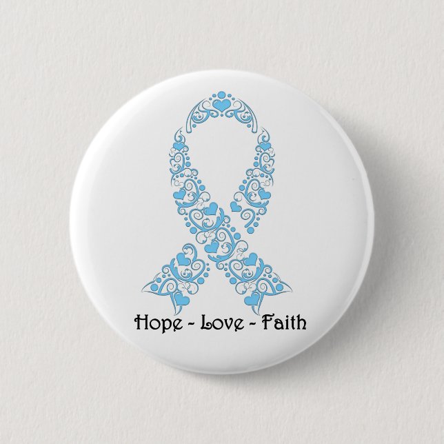 Hope Light Blue Awareness Ribbon 2 Inch Round Button (Front)