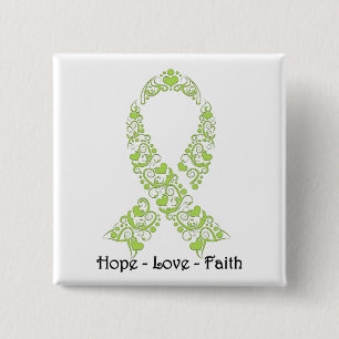 Hope Lime Green Awareness Ribbon 2 Inch Square Button