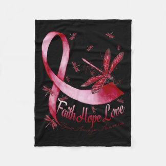 Hope Love Brain Aneurysm Awareness Dragonfly  Fleece Blanket