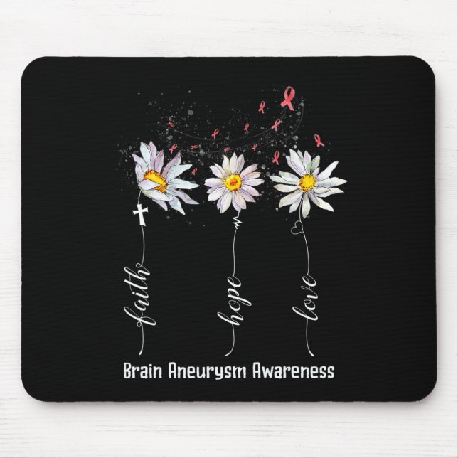Hope Love Brain Aneurysm Awareness Flower Gifts  Mouse Pad (Front)