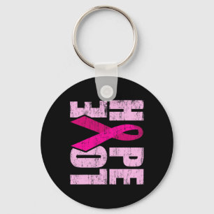 HOPE LOVE Breast Cancer Awareness World Cancer Day Keychain