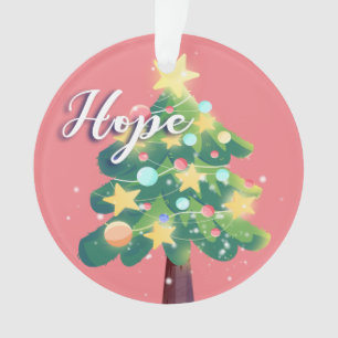 Hope & Love Carton Christmas Tree Pink  Ornament