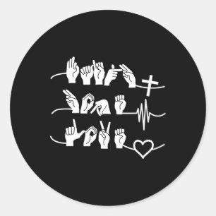 Hope Love - Christian Religion Heartbeat Cross Hea Classic Round Sticker