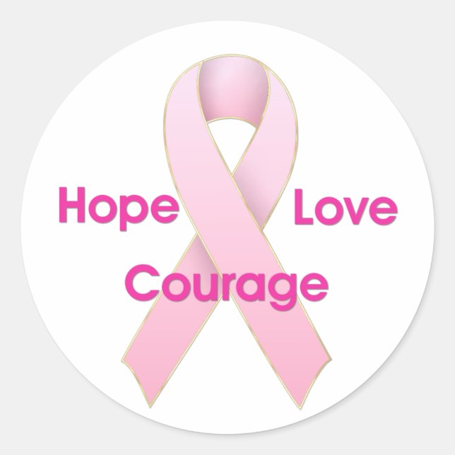 Hope/Love/Courage Breast Cancer Ribbon Stickers (Front)