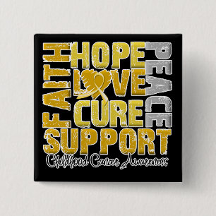 Hope Love Cure Childhood Cancer Awareness 2 Inch Square Button