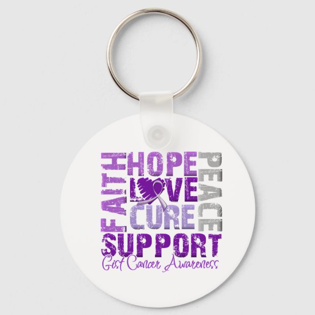Hope Love Cure GIST Cancer Awareness Keychain (Front)