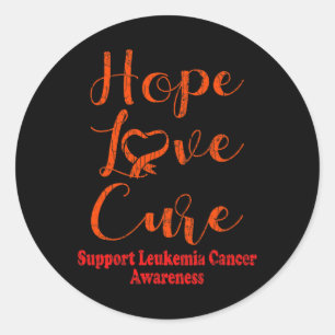 Hope Love Cure Leukaemia Awareness Happy Ribbon Gr Classic Round Sticker