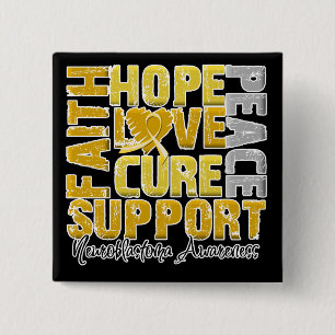 Hope Love Cure Neuroblastoma Awareness 2 Inch Square Button