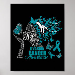 Hope Love Cure Ovarian Cancer Awareness Butterfly  Poster