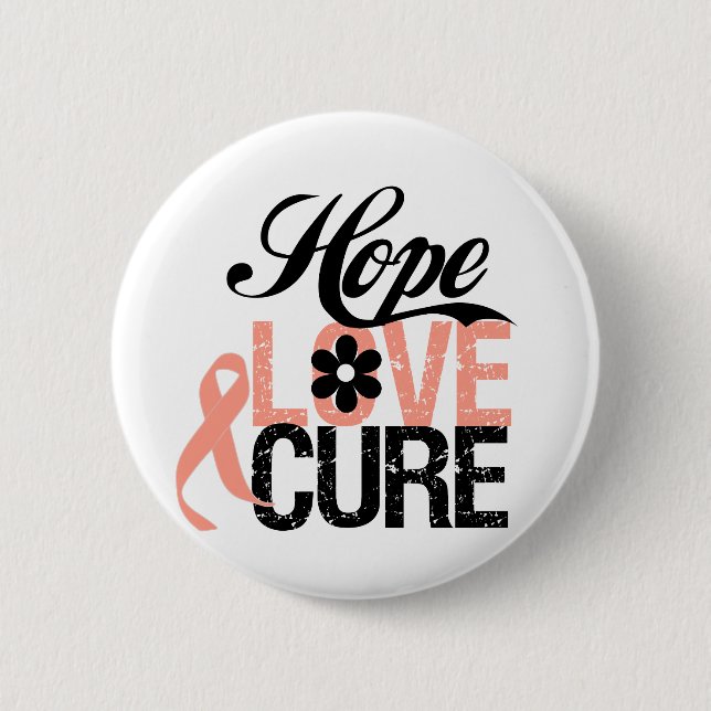 HOPE LOVE CURE Uterine Cancer Gifts 2 Inch Round Button (Front)