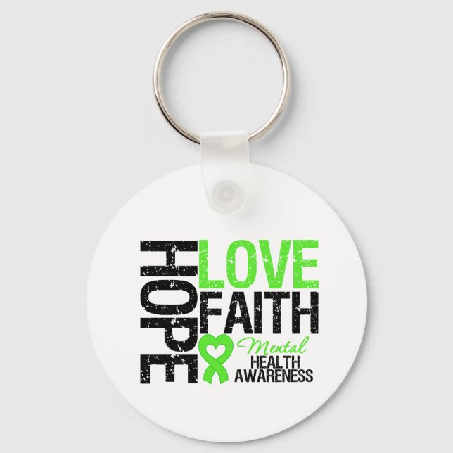 Hope Love Faith Mental Health Awareness Keychain (Front)